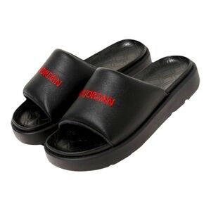 JORDAN SOPHIA Platform SLIDES MULE Size 11 Black Red AIR JORDAN Letters Gothic